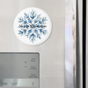 Blue White Winter Snowflake Christmas Magnet