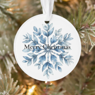 Blue White Winter Snowflake Christmas Ornament