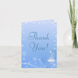 Blue & White Winter Wedding Thank You Card