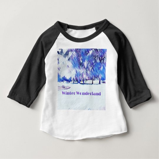 Blue White Winter Wonderland Artistic Landscape Baby T-Shirt