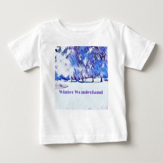 Blue White Winter Wonderland Artistic Landscape Baby T-Shirt