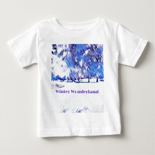 Blue White Winter Wonderland Artistic Landscape Baby T-Shirt