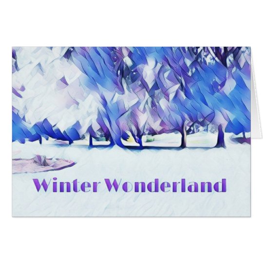 Blue White Winter Wonderland Artistic Landscape Card