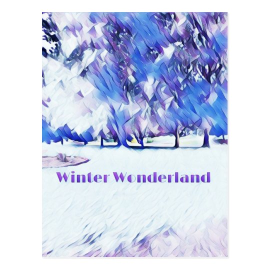 Blue White Winter Wonderland Artistic Landscape Postcard
