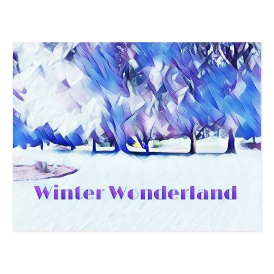 Blue White Winter Wonderland Artistic Landscape Postcard