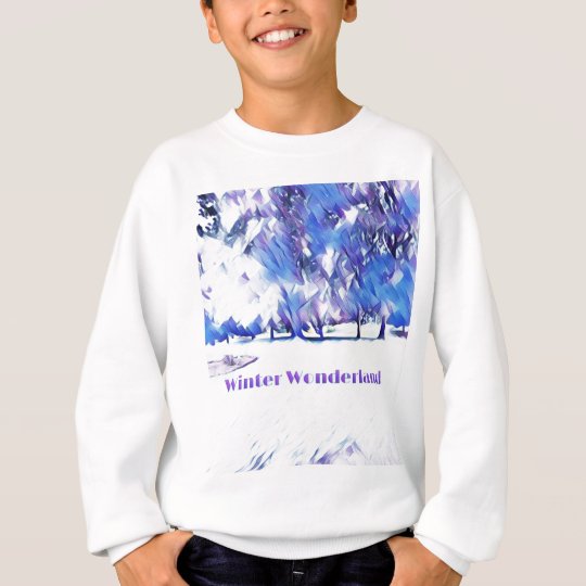 Blue White Winter Wonderland Artistic Landscape Sweatshirt