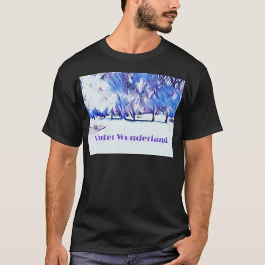 Blue White Winter Wonderland Artistic Landscape T-Shirt