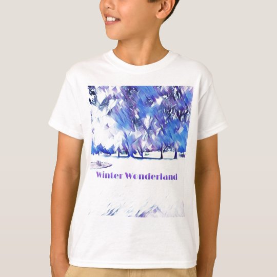 Blue White Winter Wonderland Artistic Landscape T-Shirt