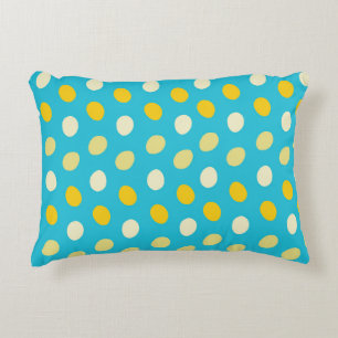 Blue White Yellow Colorful Eggs Bird Nests Nature Accent Pillow