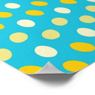 Blue White Yellow Colourful Eggs Bird Nests Dots Poster