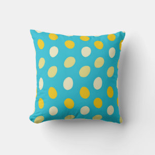 Blue White Yellow Colourful Eggs Bird Nests Dots Throw Pillow