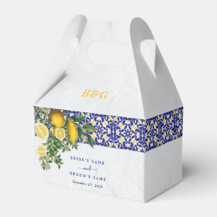 Blue White Yellow Mediterranean Tile Lemon Wedding Favor Box