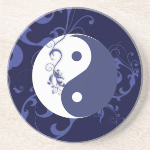 Blue & White Yin & Yang Coaster