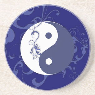 Blue & White Yin & Yang Coaster