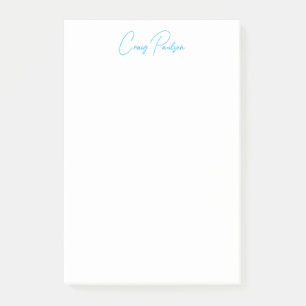 Blue White Your Name Calligraphy Unique Minimalist Post-it Notes