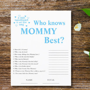 Blue Who knows Mommy Best Baby Shower Game