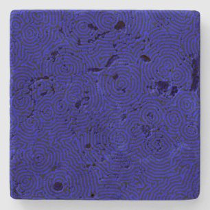 Blue Whorls Travertine Coaster