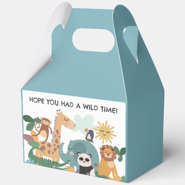 Blue Wild Animal Birthday Favor Box (Front)