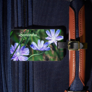 Blue Wild Chicory Flower Trio Personalized Luggage Tag