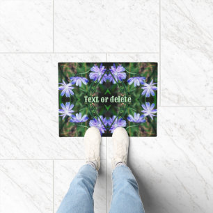 Blue Wild Chicory Flowers Abstract Personalized Doormat