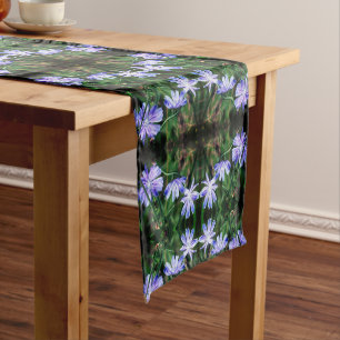 Blue Wild Chicory Flowers Abstract Short Table Runner