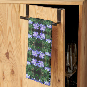 Blue Wild Chicory Flowers Pattern Kitchen Towel