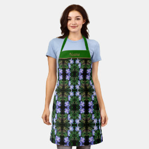 Blue Wild Chicory Flowers Pattern Personalized Apron
