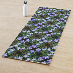 Blue Wild Chicory Flowers Pattern Personalized Yoga Mat