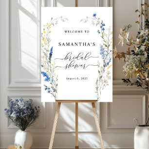 Blue Wild Floral Dainty Boho Welcome Sign