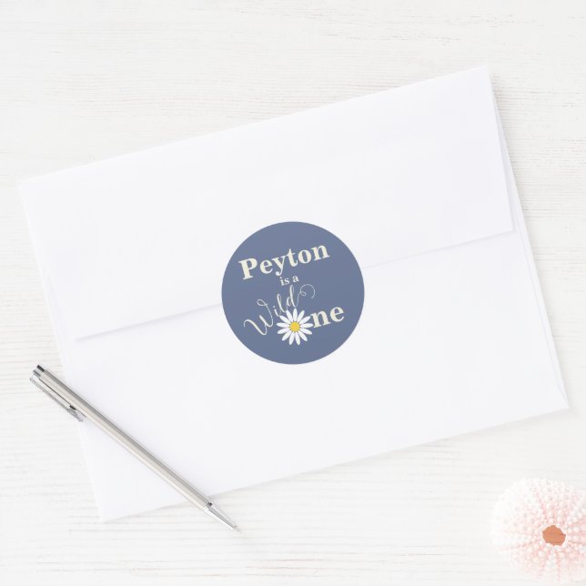 Blue Wild One First Birthday Classic Round Sticker (Envelope)