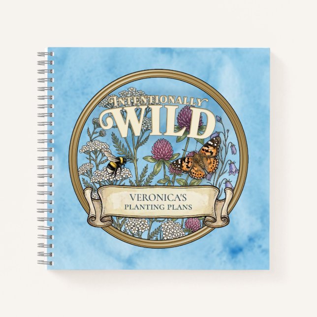 Blue Wild Pollinator Garden Custom Notebook (Front)