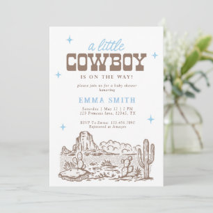 Blue Wild West Desert Baby Shower Cowboy Vintage  Invitation