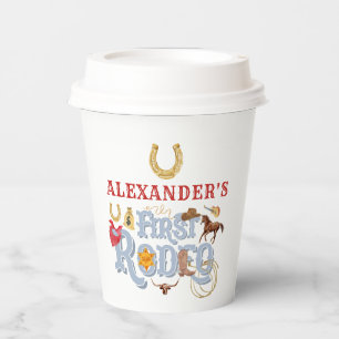 Blue Wild West First Rodeo Baby Boy 1st Birthday Paper Cups