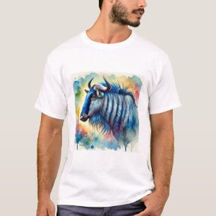 Blue wildebeest 061024AREF105 - Watercolor T-Shirt