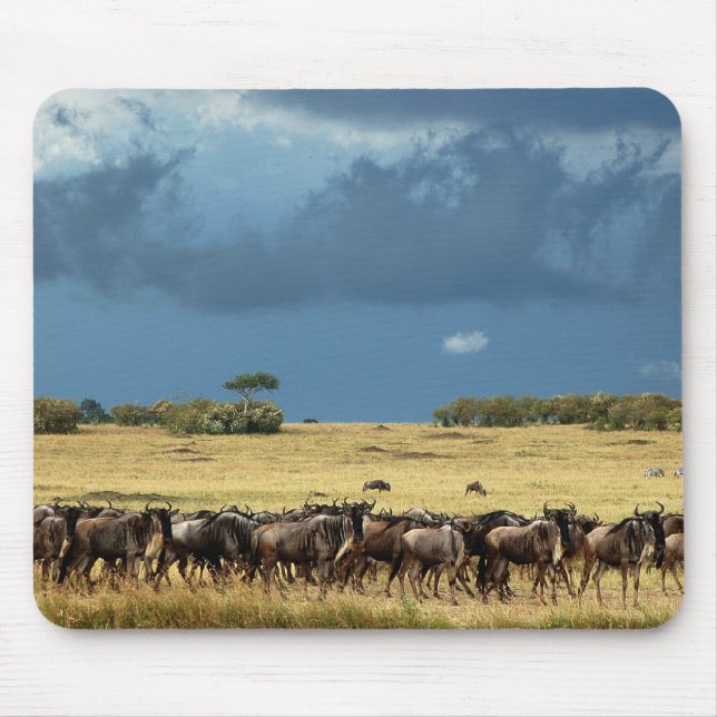 Blue Wildebeest migration Masai Mara mousepads (Front)