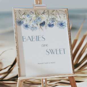 Blue Wildflower Baby Shower Candy Buffet Poster