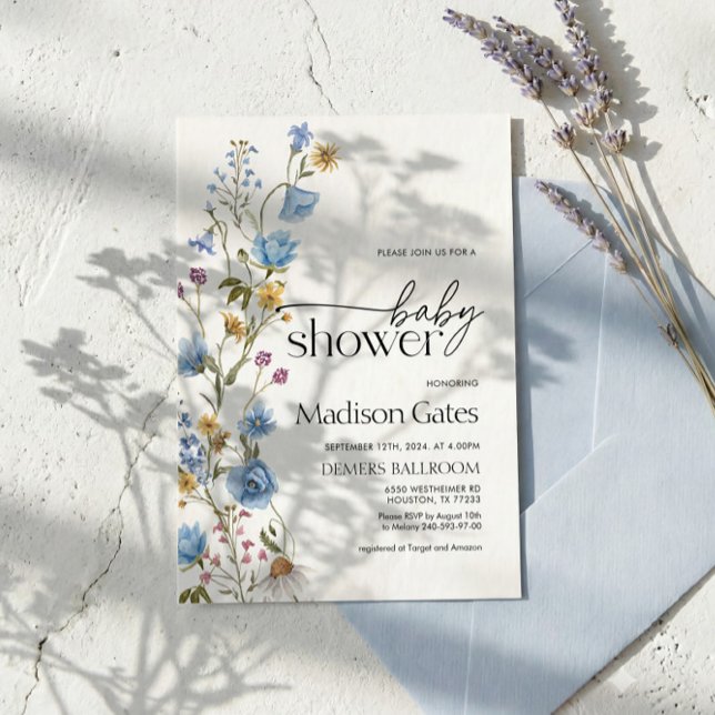 Blue Wildflower Baby Shower Invitation  (Créateur téléchargé)
