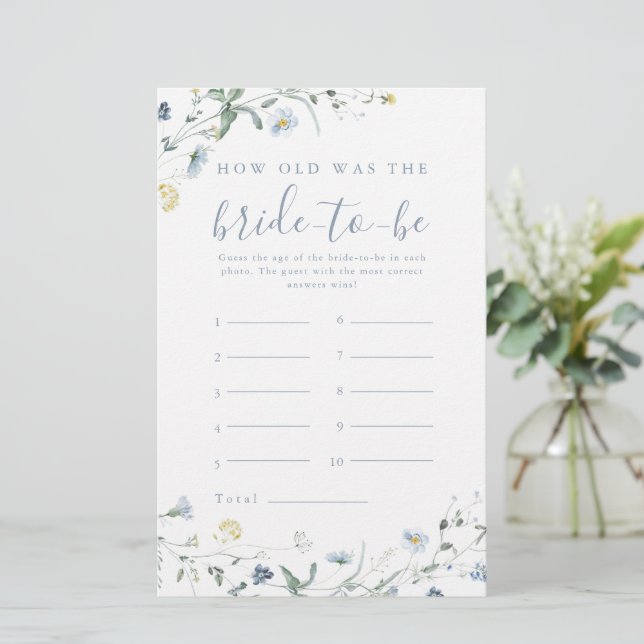 Blue Wildflower boho how old was the bride game (Standing Front)