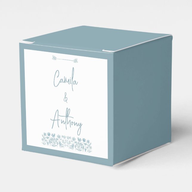 Blue Wildflower Boho Wedding  Favor Box (Front Side)