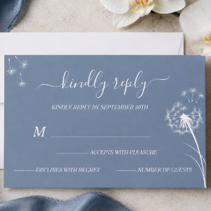 Blue Wildflower Boho Wedding RSVP Card
