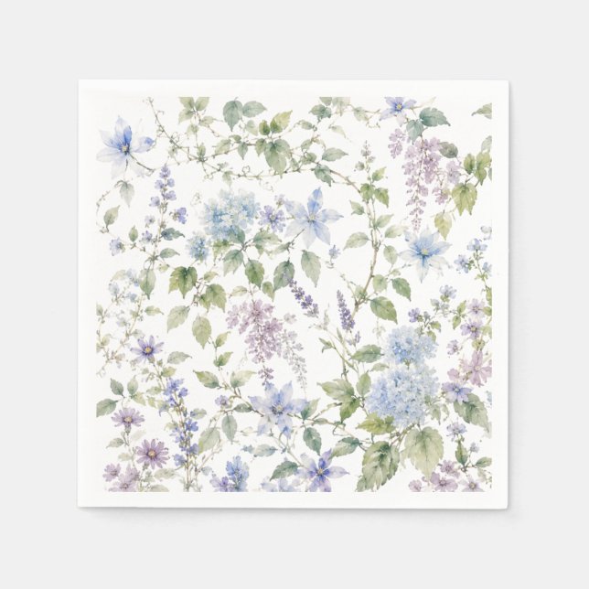 Blue Wildflower Cocktail Napkin (Front)