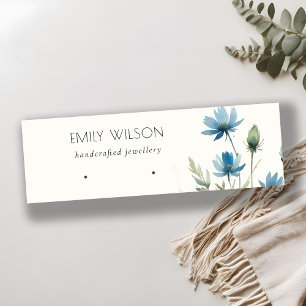 Blue Wildflower Earring Hoop Loop Stud Display Mini Business Card