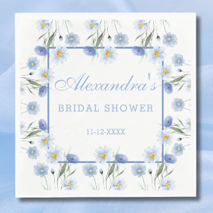Blue Wildflower Floral Boho Bridal Shower  Napkin