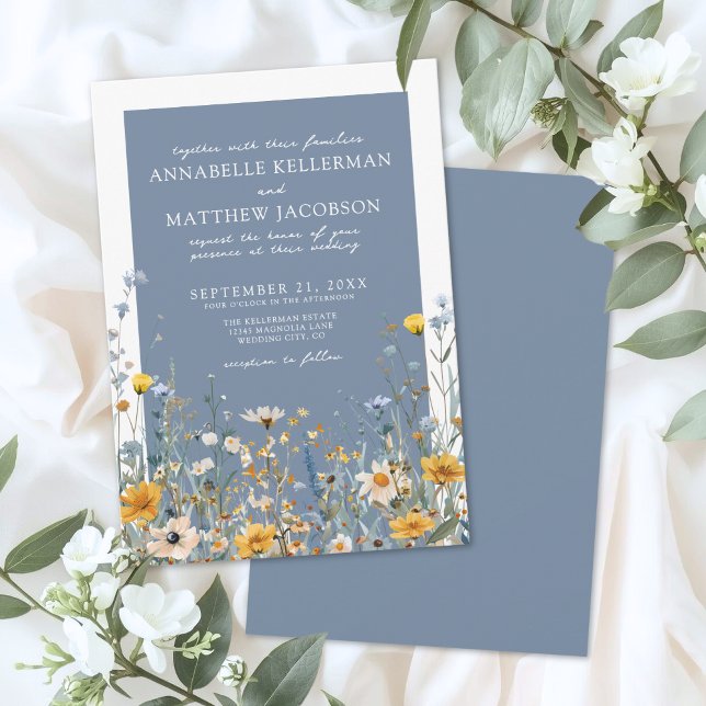 Blue Wildflower Floral Wedding Invitation (Blue Wildflower Floral Wedding Invitation)