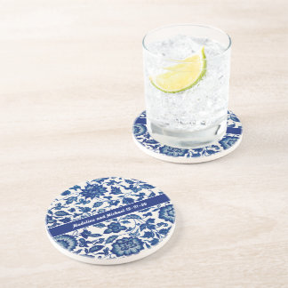 Blue Wildflower French Country Toile Chinoiserie Coaster