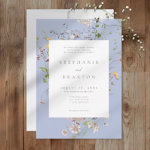 Blue Wildflower Garden Elegant Wedding Invitation