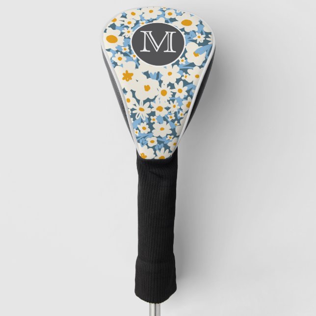 Blue Wildflower Golf Head Cover (Front)