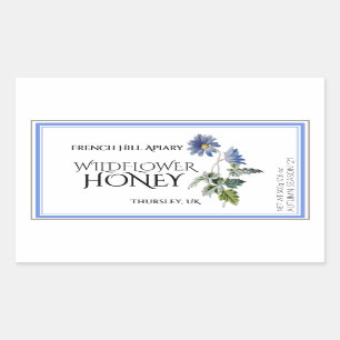 Blue Wildflower Honey Label (Date Harvested) Aster