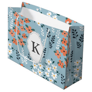 Blue Wildflower Monogram Large Gift Bag