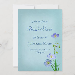 Blue Wildflower on Blue Bridal Shower Invitation